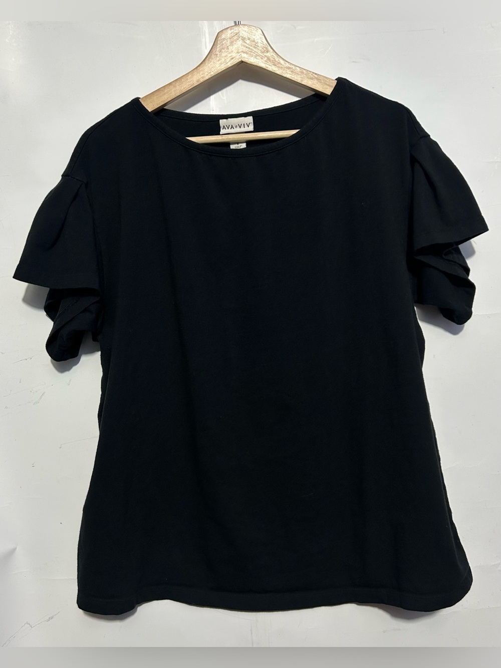 Ava & Viv Black Flutter Sleeve T-Shirt Size 1X